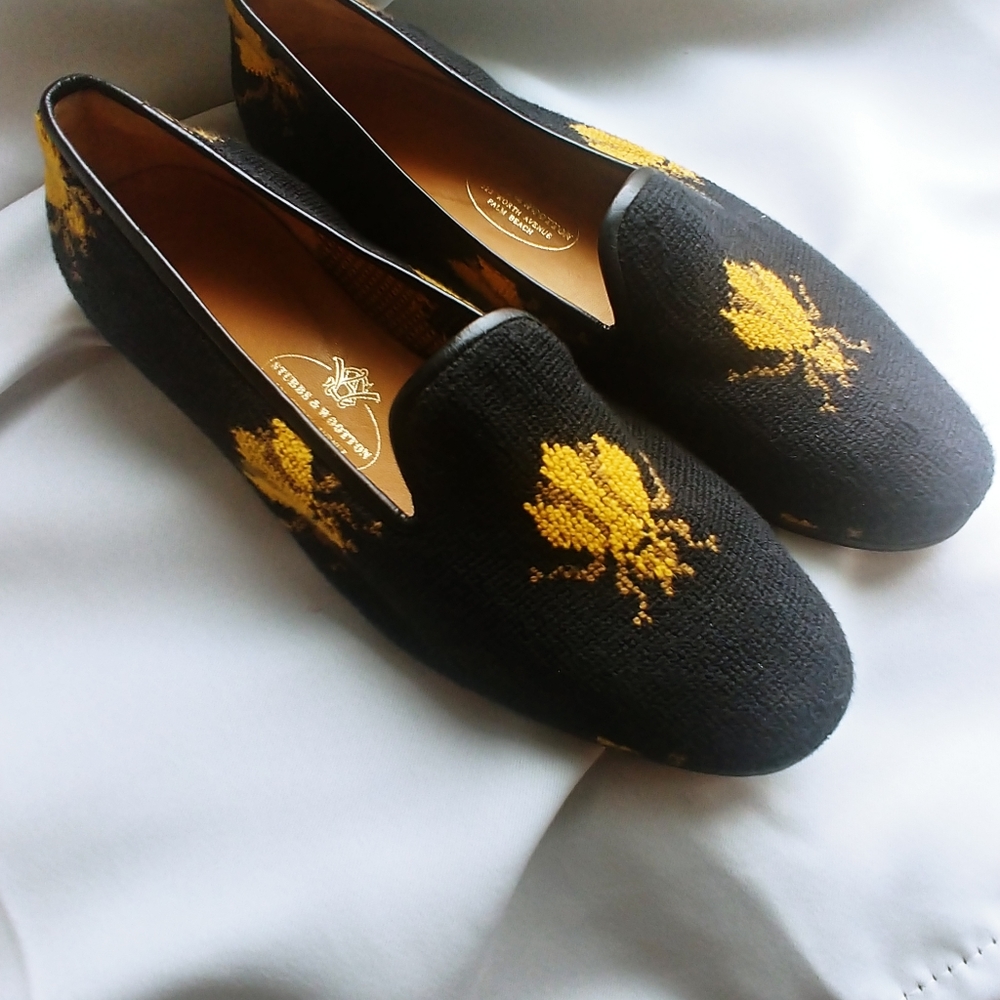 🐝Stubbs & Wootton Needlepoint Bee slippers🐝
